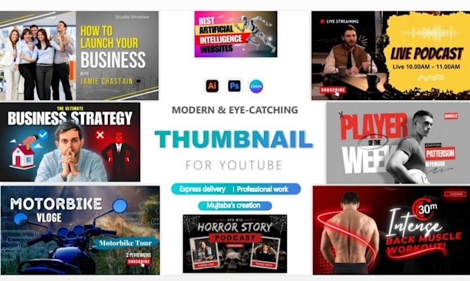 Bestseller - design atractive and eye catching youtube thumbnails