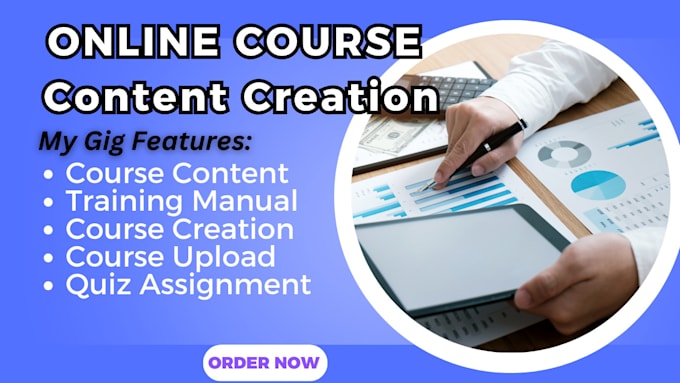 Gig Preview - Create online course content curriculum training manual course creation ebook