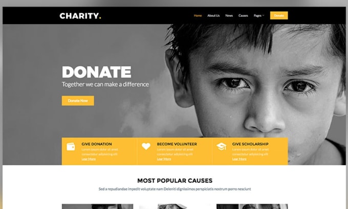 Gig Preview - Design a nonprofit wix website, non profit website on wordpress godaddy