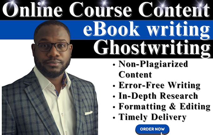 Gig Preview - Do ebook writing, ghostwriting, kindle writing, online course content writing