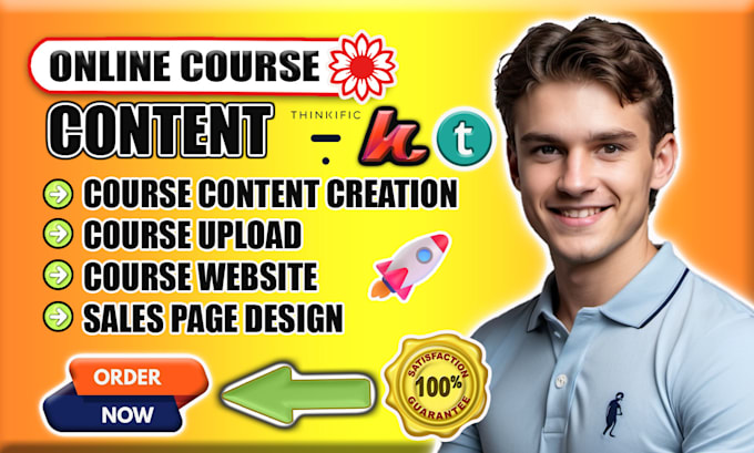 Gig Preview - Create online course content, course upload, course website, kajabi, thinkific