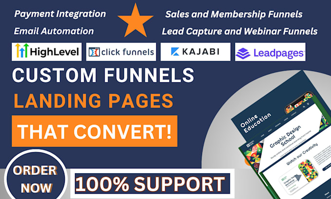 Gig Preview - Build sales funnel landing pages for gohighlevel, clickfunnels, leadpages kajabi