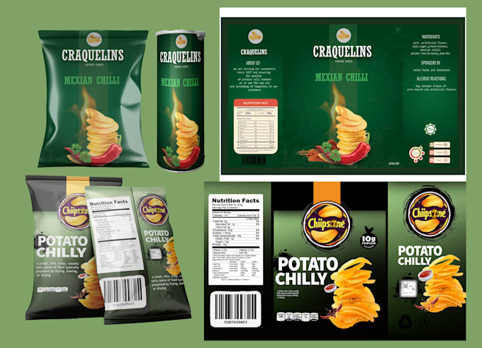 Gig Preview - Do potato chip pouch label design and packaging design