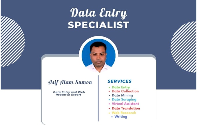 Bestseller - do data entry, excel data entry, web research accurately for you