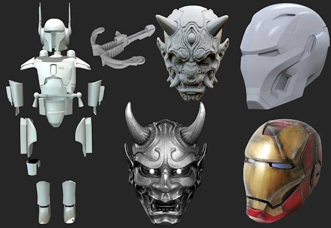 Gig Preview - Sculpt 3d cosplay model 3d helmet mask 3d armor weapon stl files for 3d printing