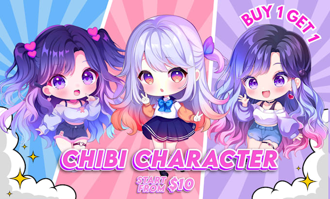 Gig Preview - Draw cute anime chibi character illustration of  your oc, vtuber, fanart, stream