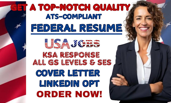 Gig Preview - Write federal resume for usajobs, ecqs, mtqs, ptq, law agency and ksa response