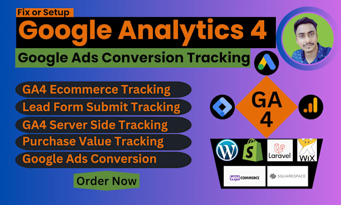 Gig Preview - Setup google ads conversion tracking by tag manager  for ga4 ecommerce and leads