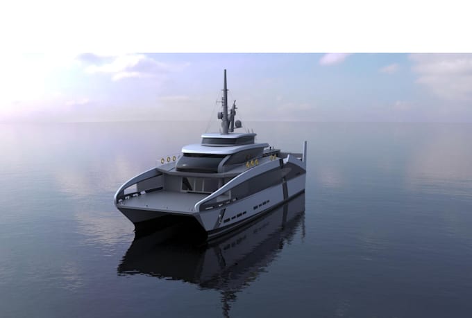 Gig Preview - Yacht design 3d model 3 render and drawing