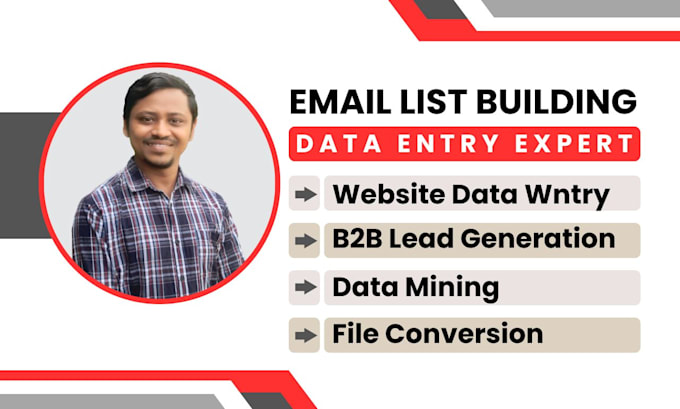 Gig Preview - Do email list building, b2b lead generation and website data entry