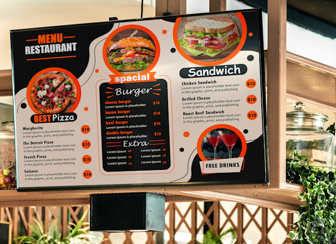 Gig Preview - Do food menu design, menu board or digital menu