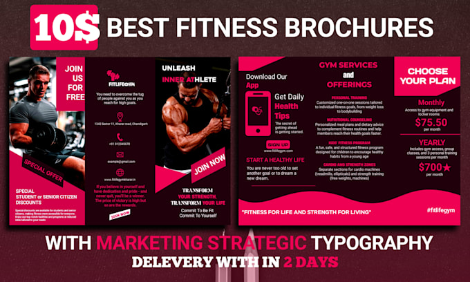 Bestseller - design custom brochures for gyms, fitness studios, yoga centers