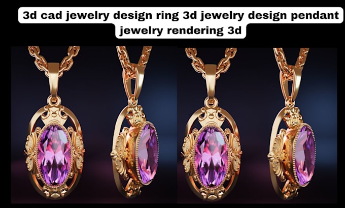 Gig Preview - 3d jewelry design pendant jewelry rendering  jewelry cad design 3dmodel printing