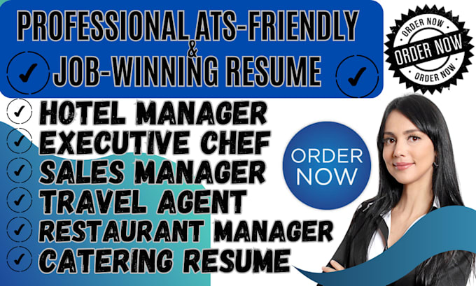 Gig Preview - Write job winning hotel resume, hospitality, executive chef, and tourism resume