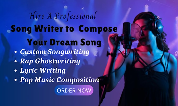 Gig Preview - Create a custom song, songwriting, rap ghostwriter, lyricist pop music composer