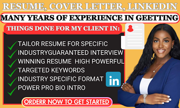 Gig Preview - Professional resume writing and upgrade of resume, cv, cover letter, linkedin