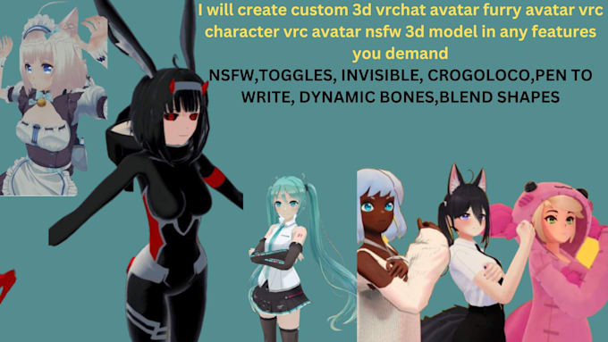 Gig Preview - Make custom 3d vrchat avatar furry avatar vrc character vrc avatar nsfw 3d model