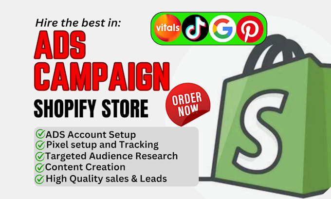 Bestseller - setup meta google email ads campaign pininterest vista tiktok shopify store