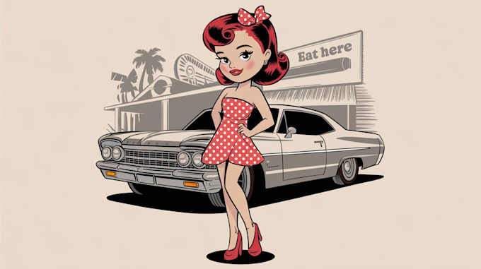 Gig Preview - Create pin up girl cartoon character