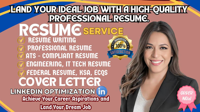 Gig Preview - Write professional resume ats resume cover letter resume linkedin and cv writing