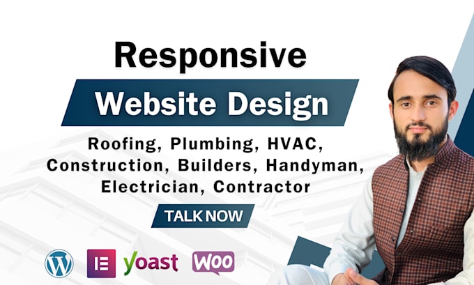 Gig Preview - Design plumbing, electrician, hvac, handyman, roofing, construction website