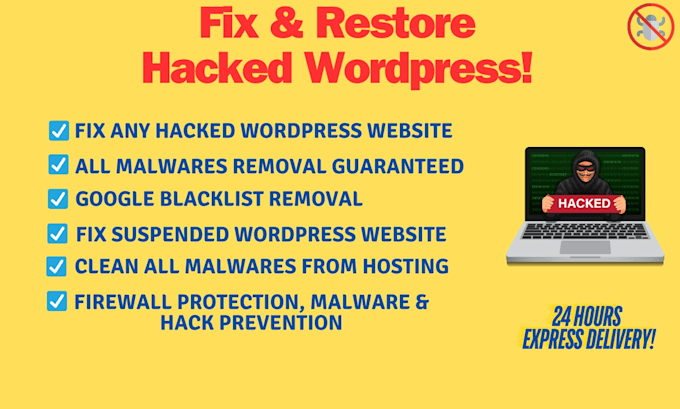 Gig Preview - Restore hacked wordpress, clean malware, remove google blacklist