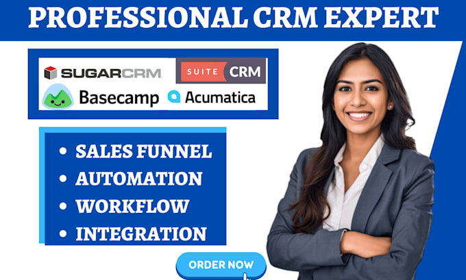 Gig Preview - Setup acumatic teamwork nimble crm base camp suite crm sugar crm hubspot