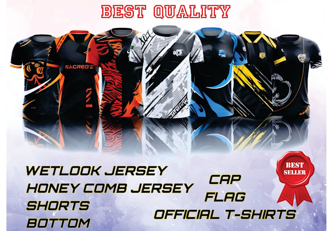 Gig Preview - Design sublimation esports and gaming jersey or merchandise