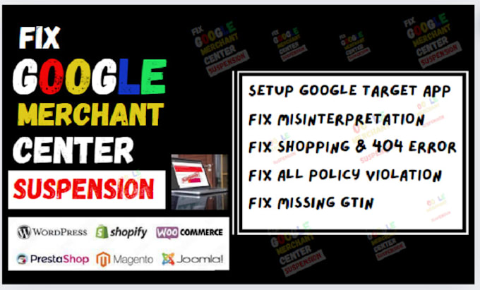 Gig Preview - Fix google merchant center suspension and misrepresentation