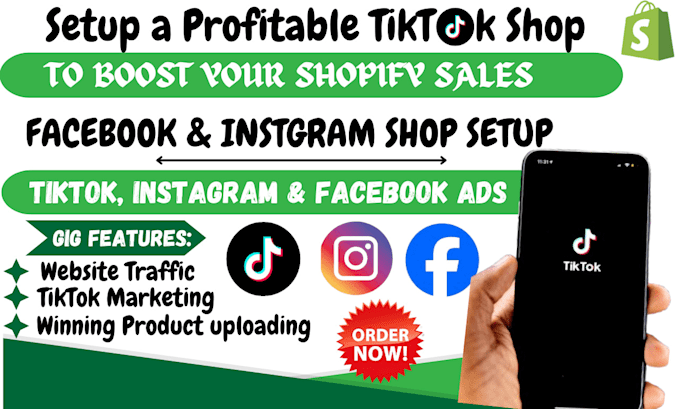 Gig Preview - Setup tik tok shop dropshipping marketing, boost shopify sales with tiktok ads