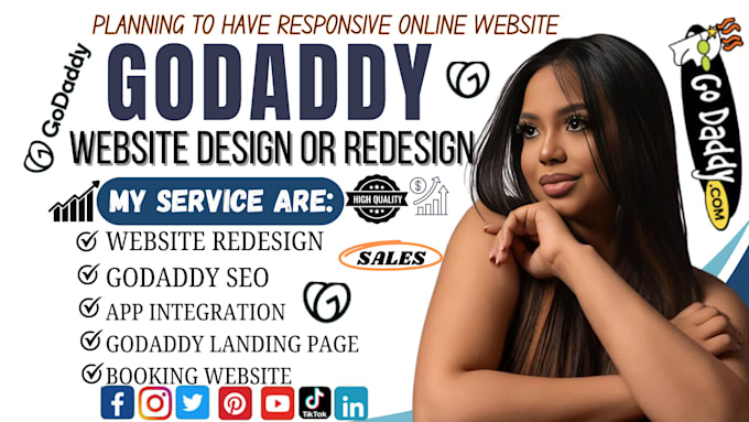 Gig Preview - Design or redesign godaddy website, create a godaddy website for your business