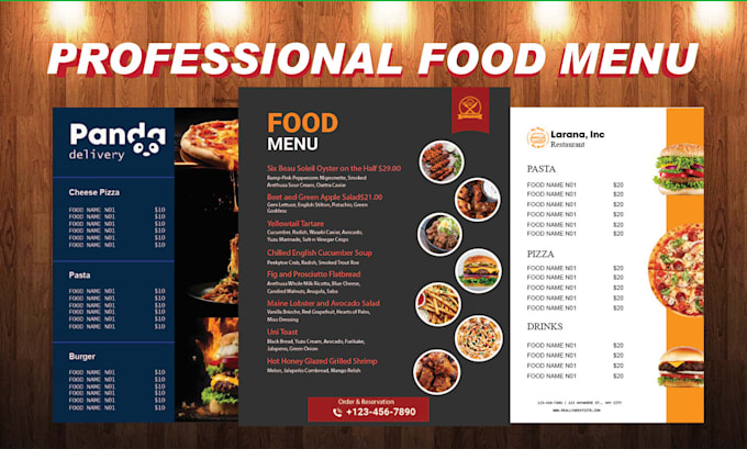 Gig Preview - Create a professional food menu