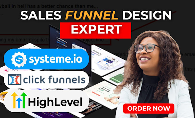 Gig Preview - Design clickfunnel sales funnel landing page systeme io landing page gohighlevel