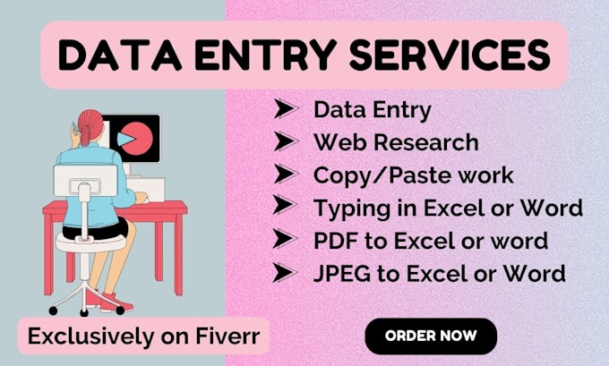 Gig Preview - Do fast data entry, copy paste and pdf to excel