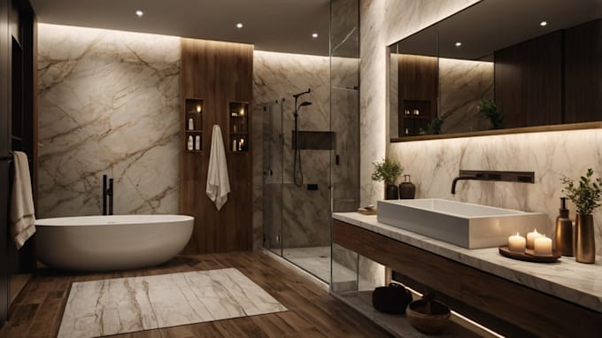 Gig Preview - Design I will design a stunning, modern bathroom and render