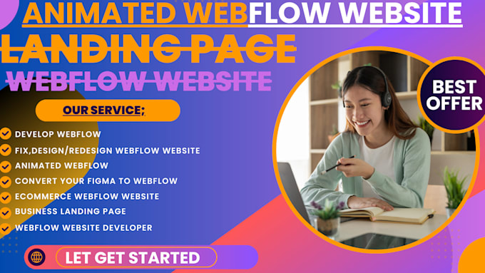 Gig Preview - Covert figma to webflow, webflow developer, develop webflow landing page