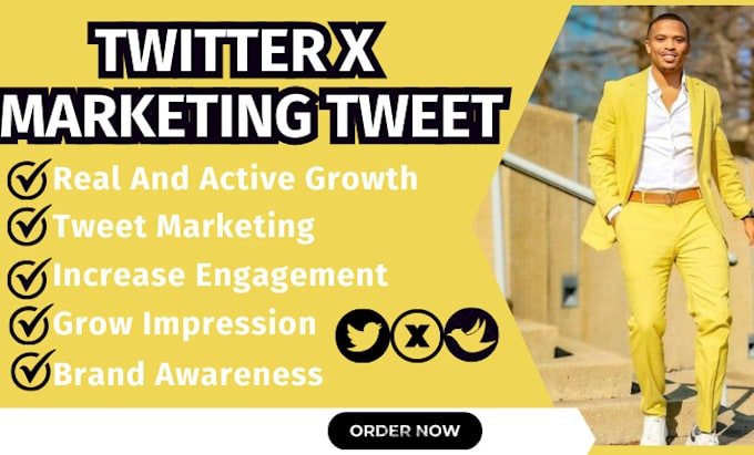 Gig Preview - Do twitter x marketing tweet to reach and impressions for organic growth