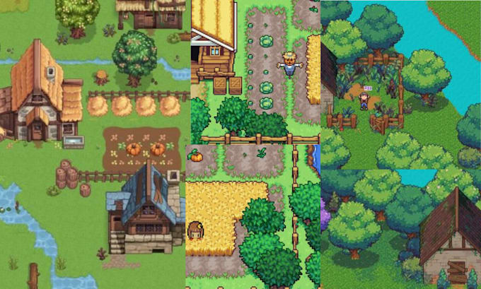 Gig Preview - Do pixel background, pixel animation, 2d rpg game environment tileset, tile map