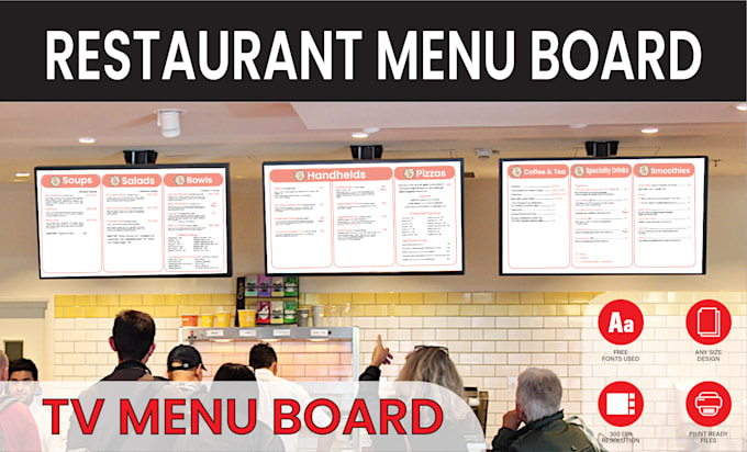 Gig Preview - Design digital restaurant menu, food menu, animated menu board design