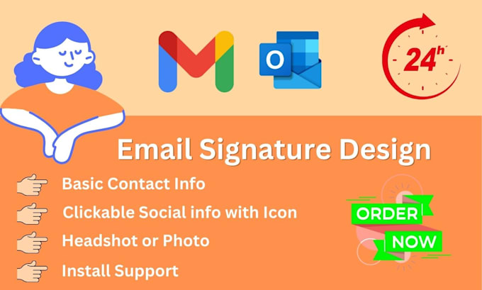 Bestseller - design clickable html email signature for outlook, gmail