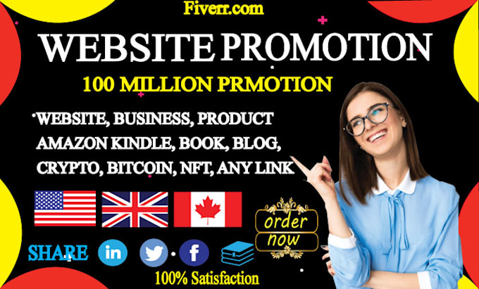 Gig Preview - Promote your any business website amazon product book blog crypto game any link