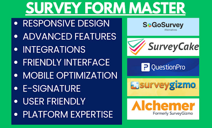 Gig Preview - Setup surveygizmo sogosurvey questionpro survey cake