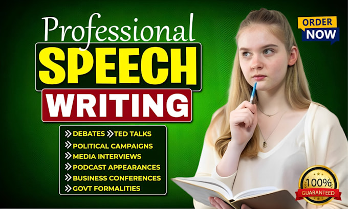 Gig Preview - Write persuasive, motivational, professional and perfect speech on any topic