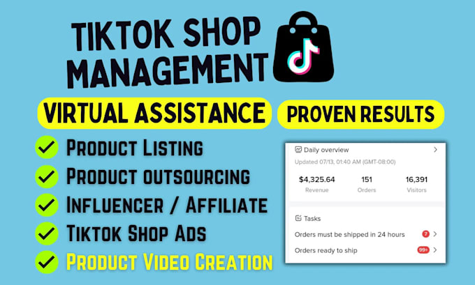 Gig Preview - Set up tiktok shop, manage tiktok shop affiliate marketing