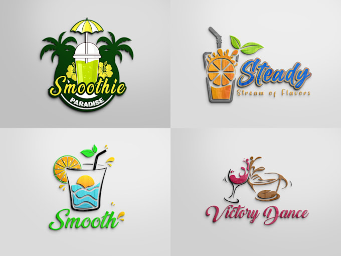 Gig Preview - Design trendy juice bar, smoothie and fruit shop logo with copyrights