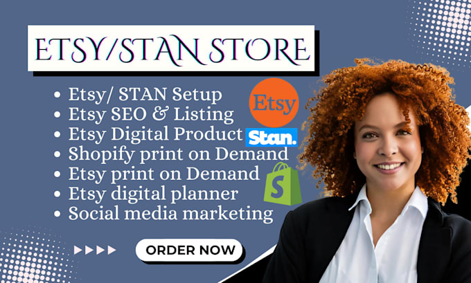 Gig Preview - Set up etsy stan store etsy digital product print on demand etsy shop seo