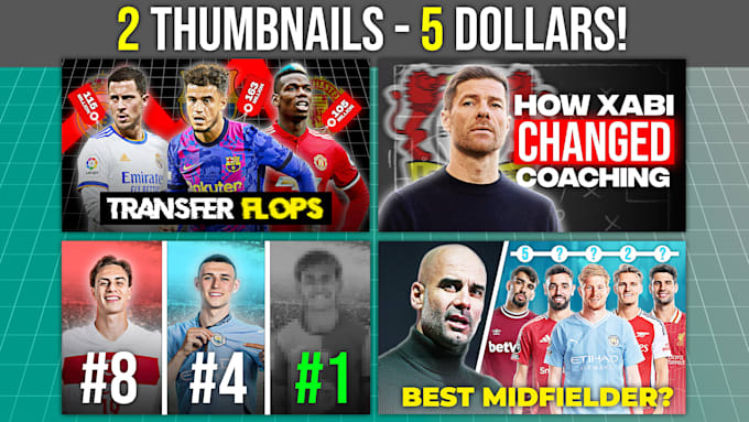 Bestseller - create two football thumbnails for youtube in less than a day