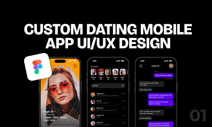 Gig Preview - Do custom dating mobile app UI UX design with figma