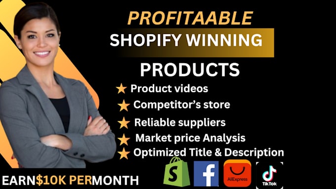 Gig Preview - Find you shopify dropshipping winning product ,shopify winning product research