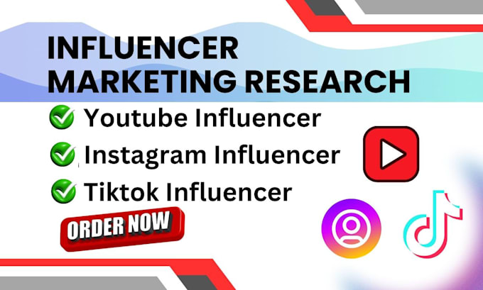 Gig Preview - Find best you tube, instagram, tiktok influencers list for influencer marketing